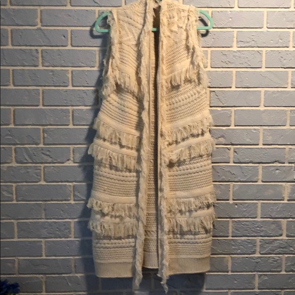 Long open sweater with frills-Size M